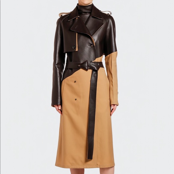 None Jackets & Blazers - Bottega Veneta Style Trench Coat Lambskin 38
